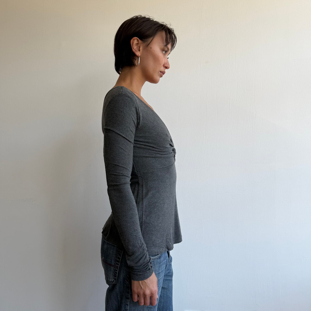 Charcoal twist keyhole top - Size S
