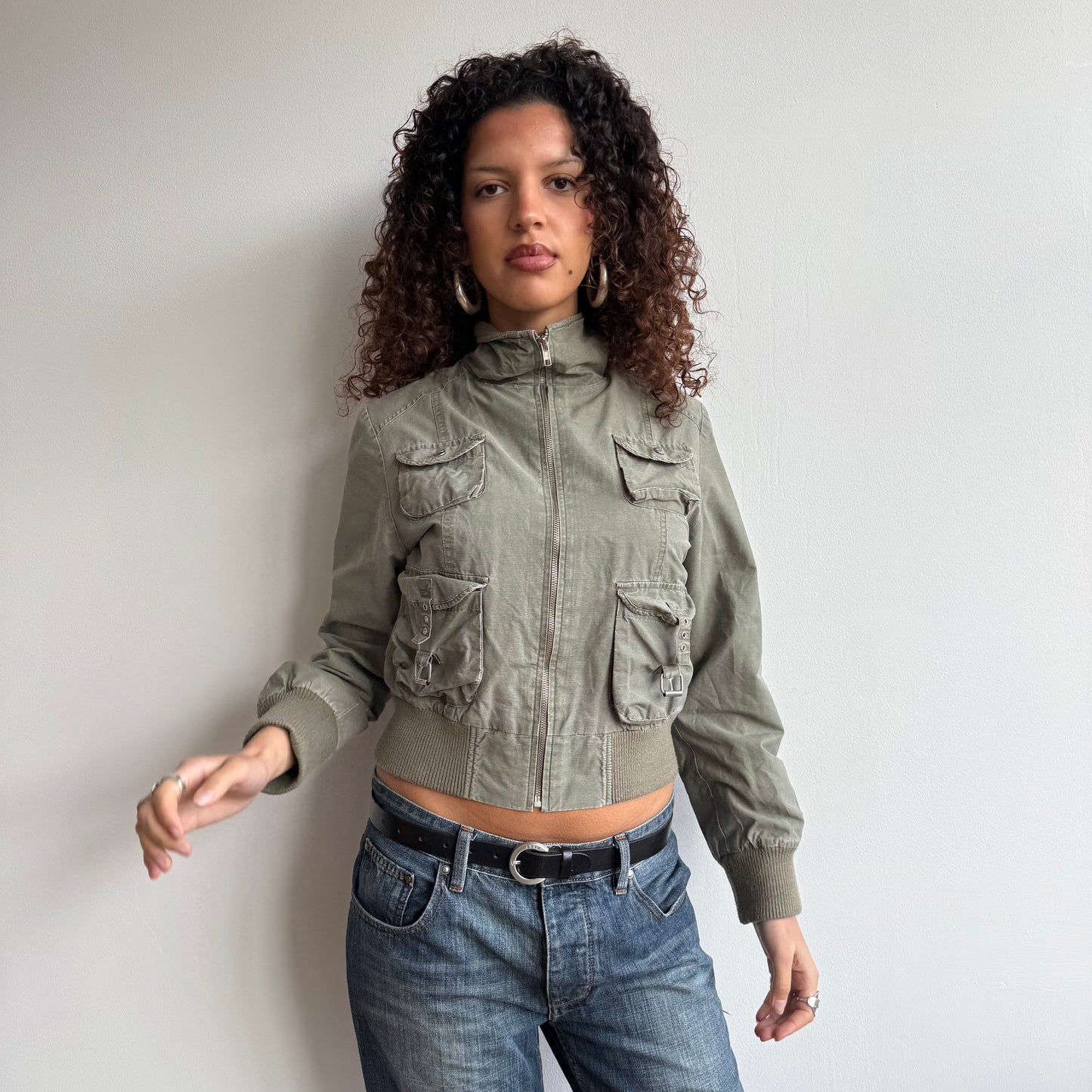 Khaki cargo bomber jacket - Size S/M
