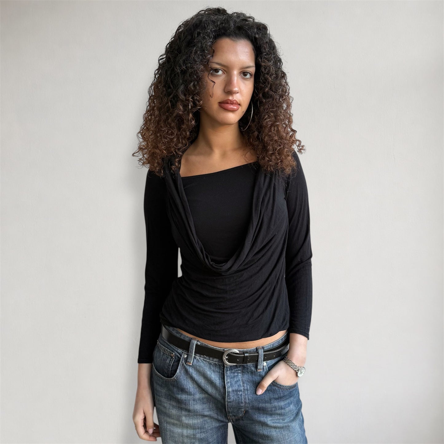Black double layer keyhole top - Size S