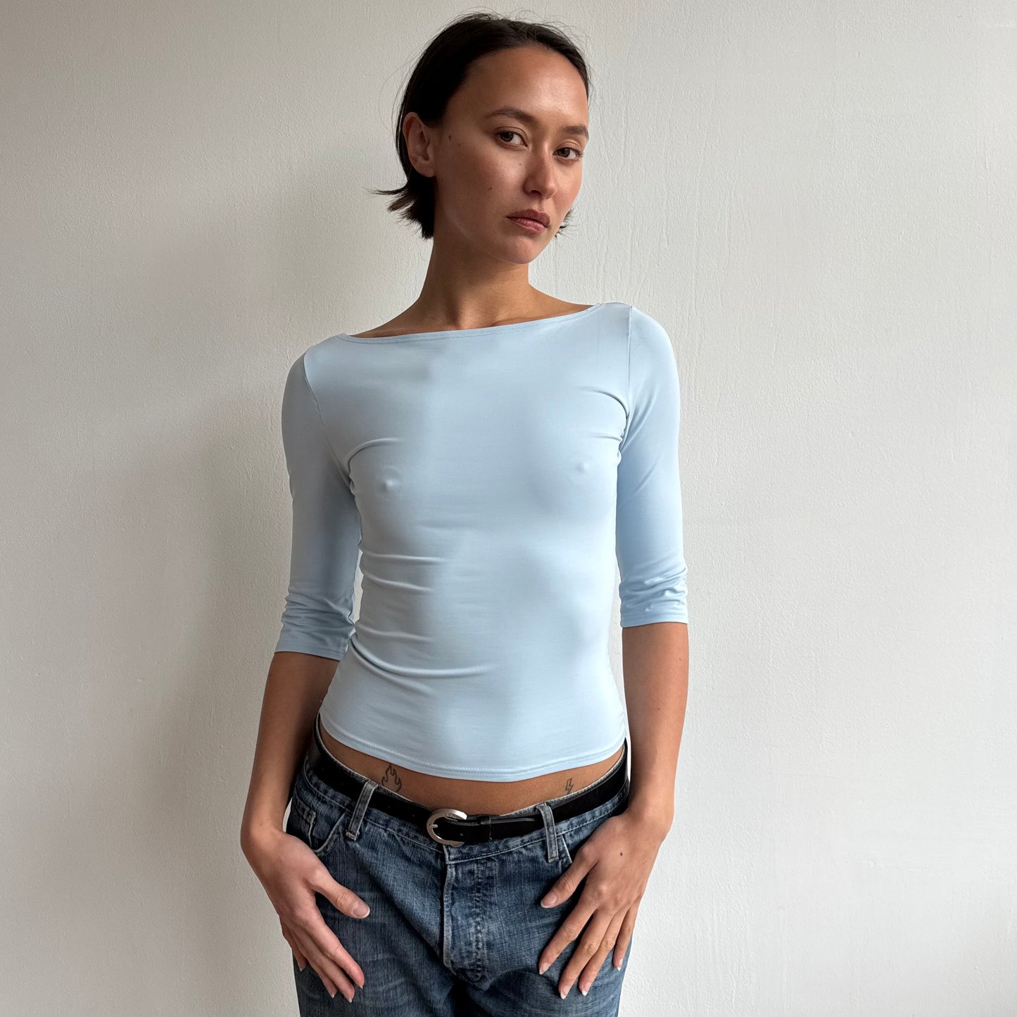 Baby blue 3/4 top - Size S