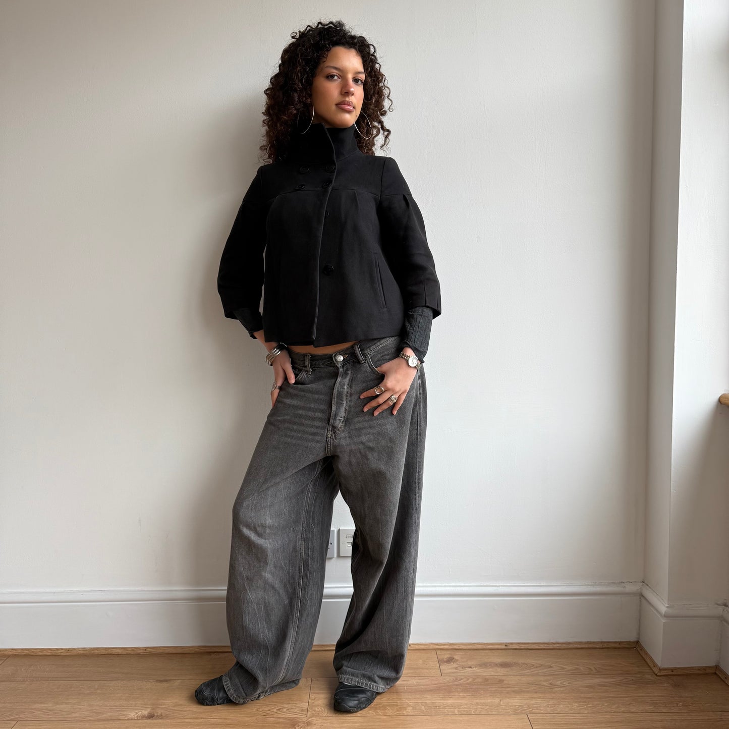 Black suiting peacoat - Size S