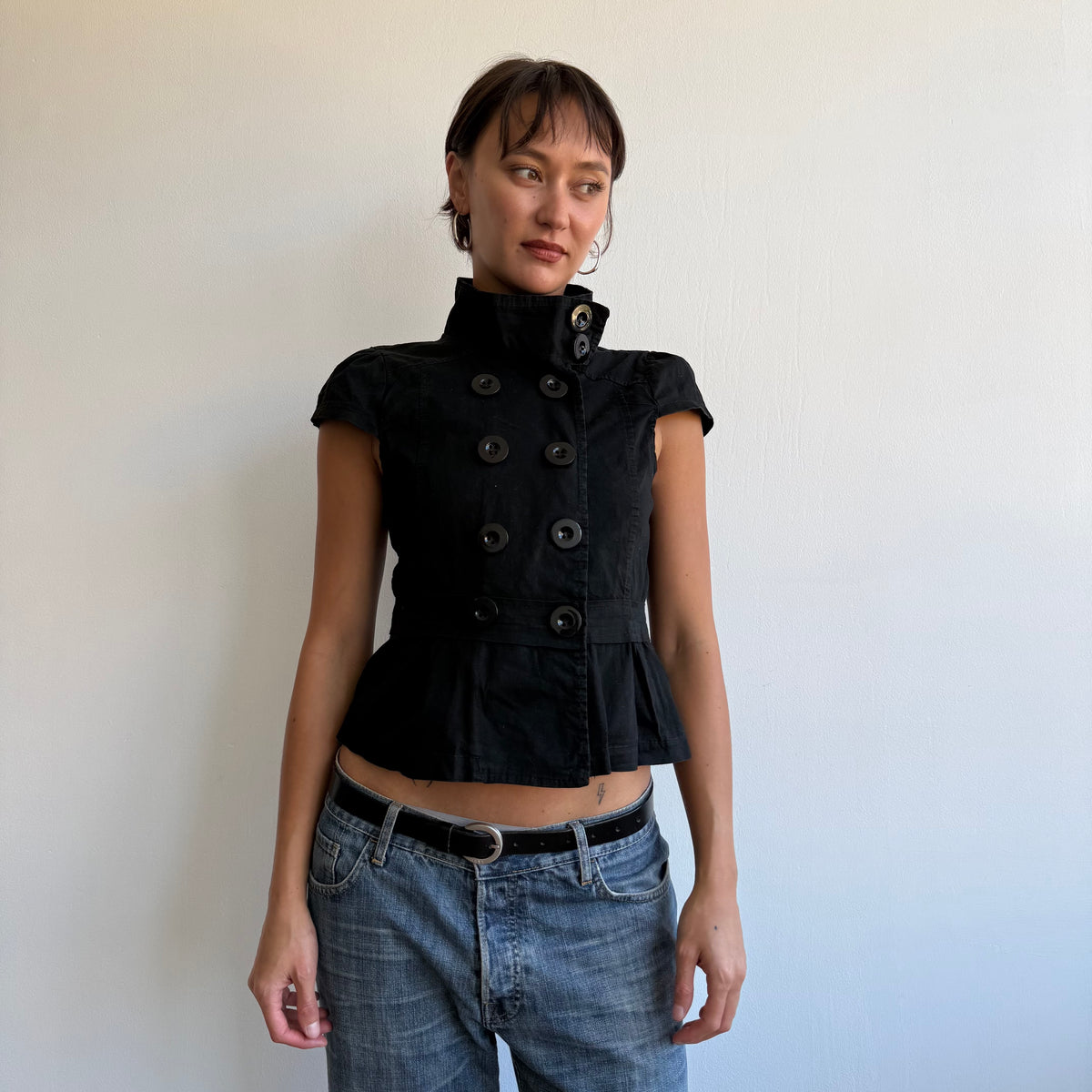 Black double breasted peacoat - Size M