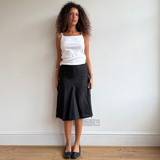 Black ruched linen skirt - Size S