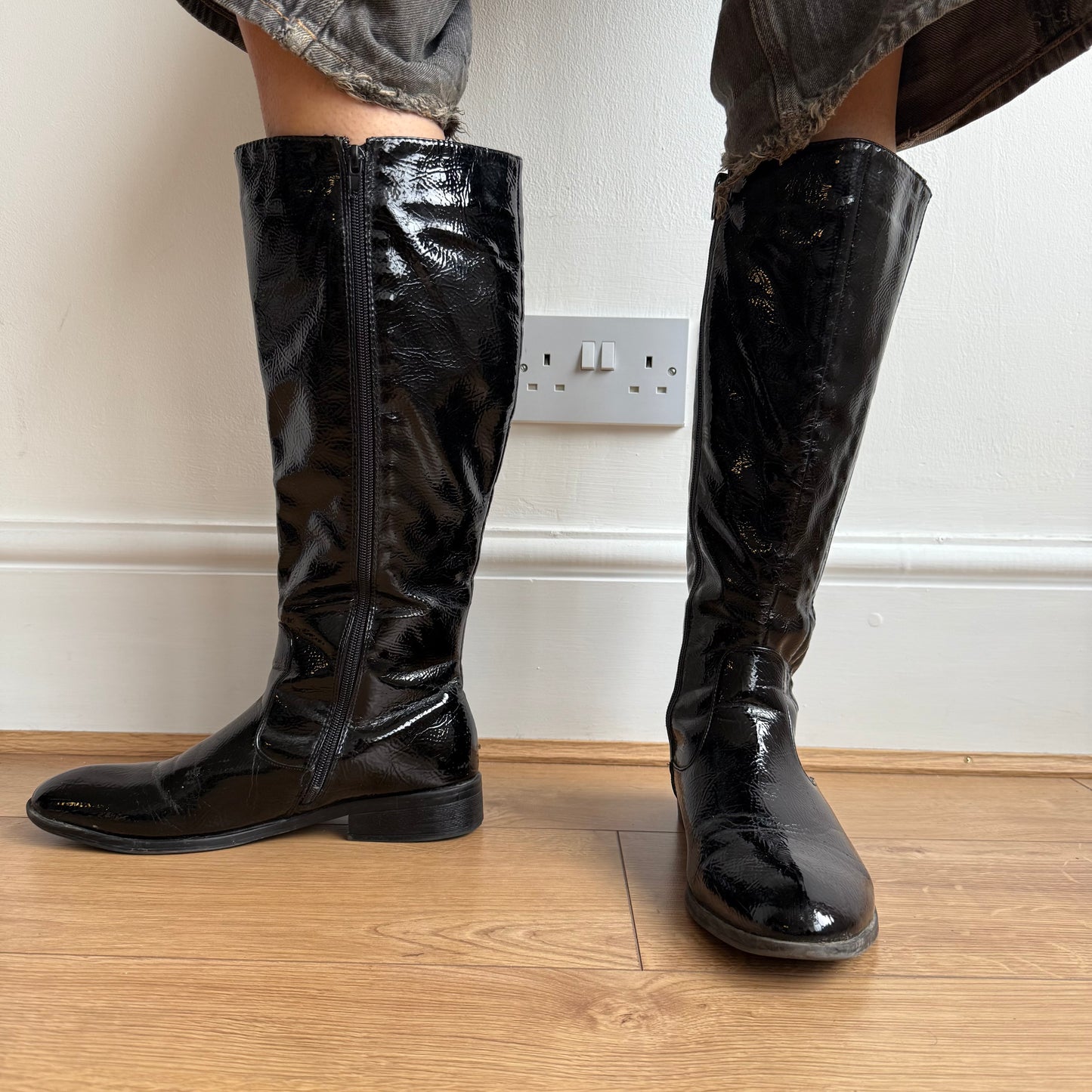 Black PVC boots - Size UK6.5