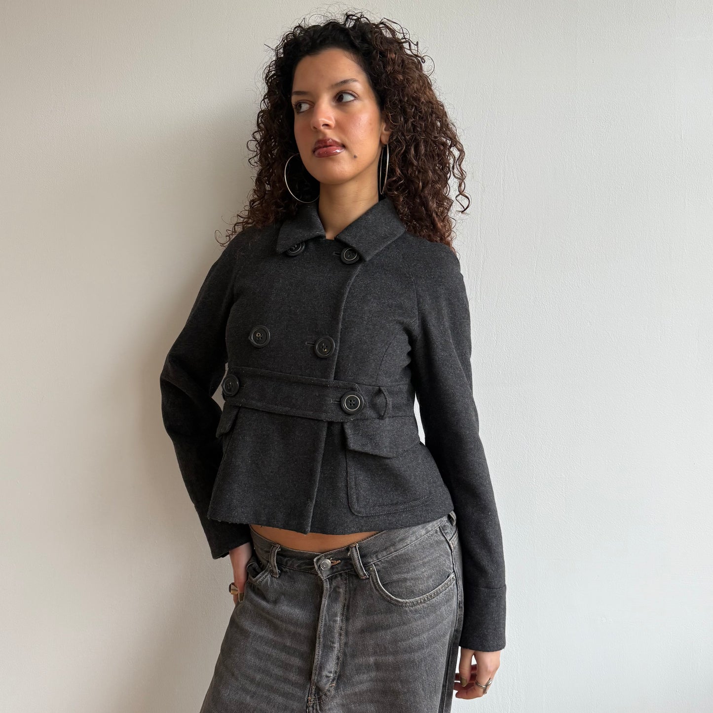 SPORTMAX grey peacoat - Size S