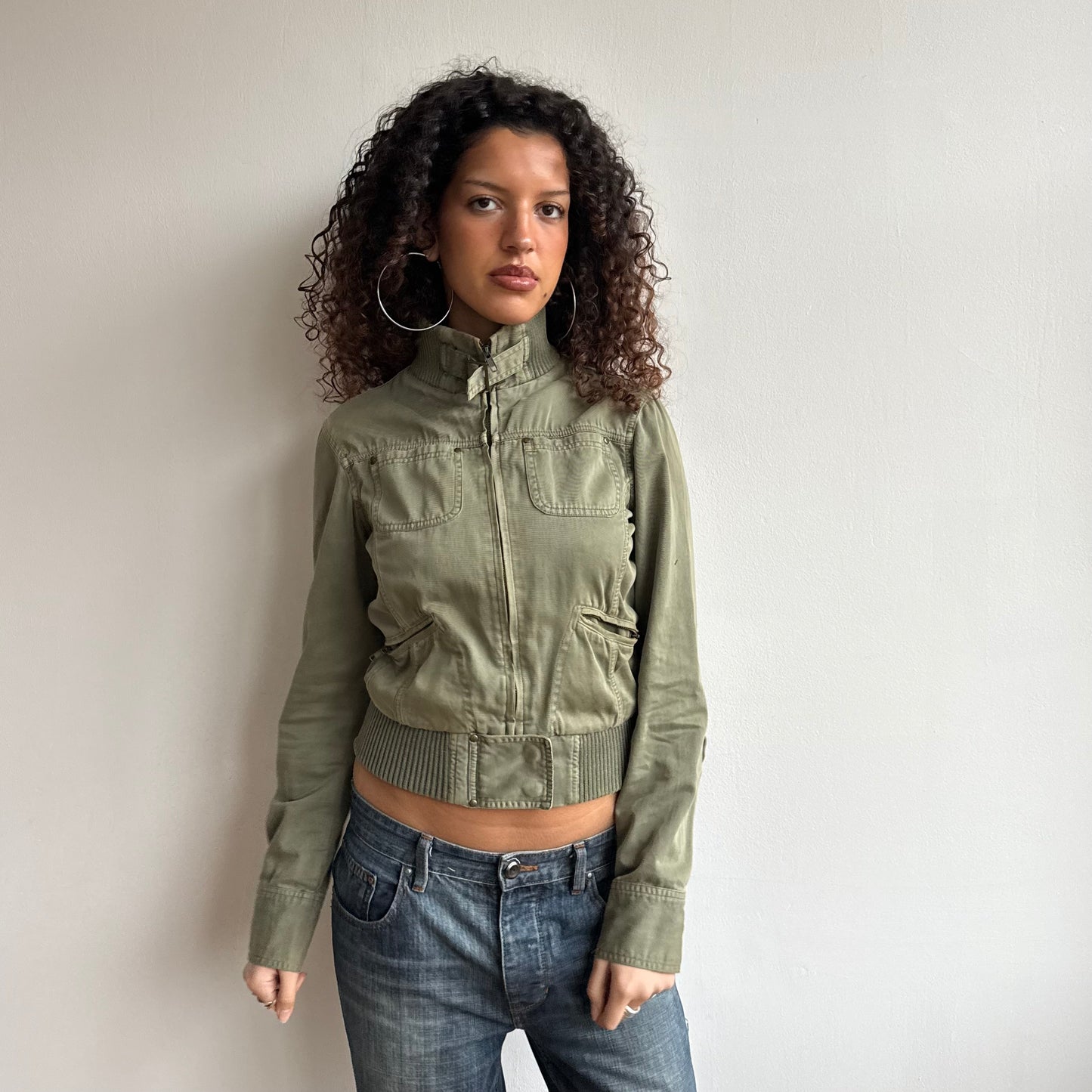 Green cargo bomber jacket - Size S/M