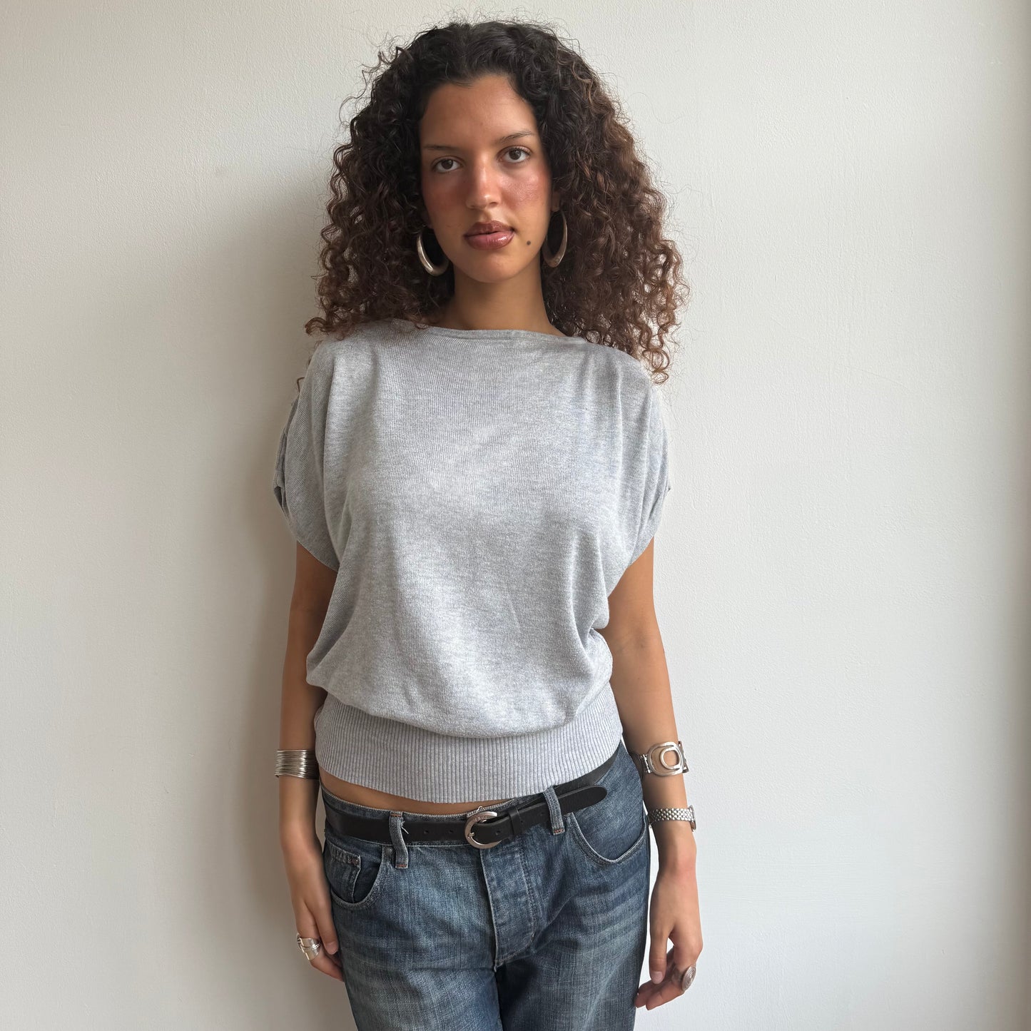 Light grey slouchy knit jumper - Size S