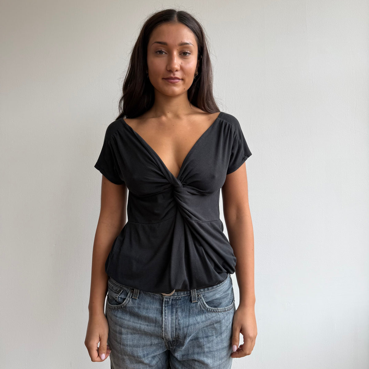 Black twist front top - Size M