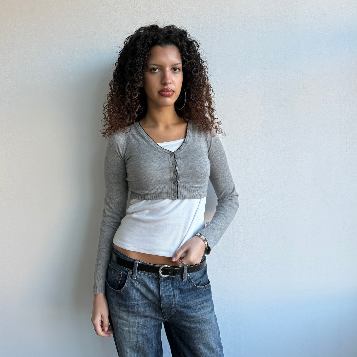 Cop Copine grey cropped cardi - Size S