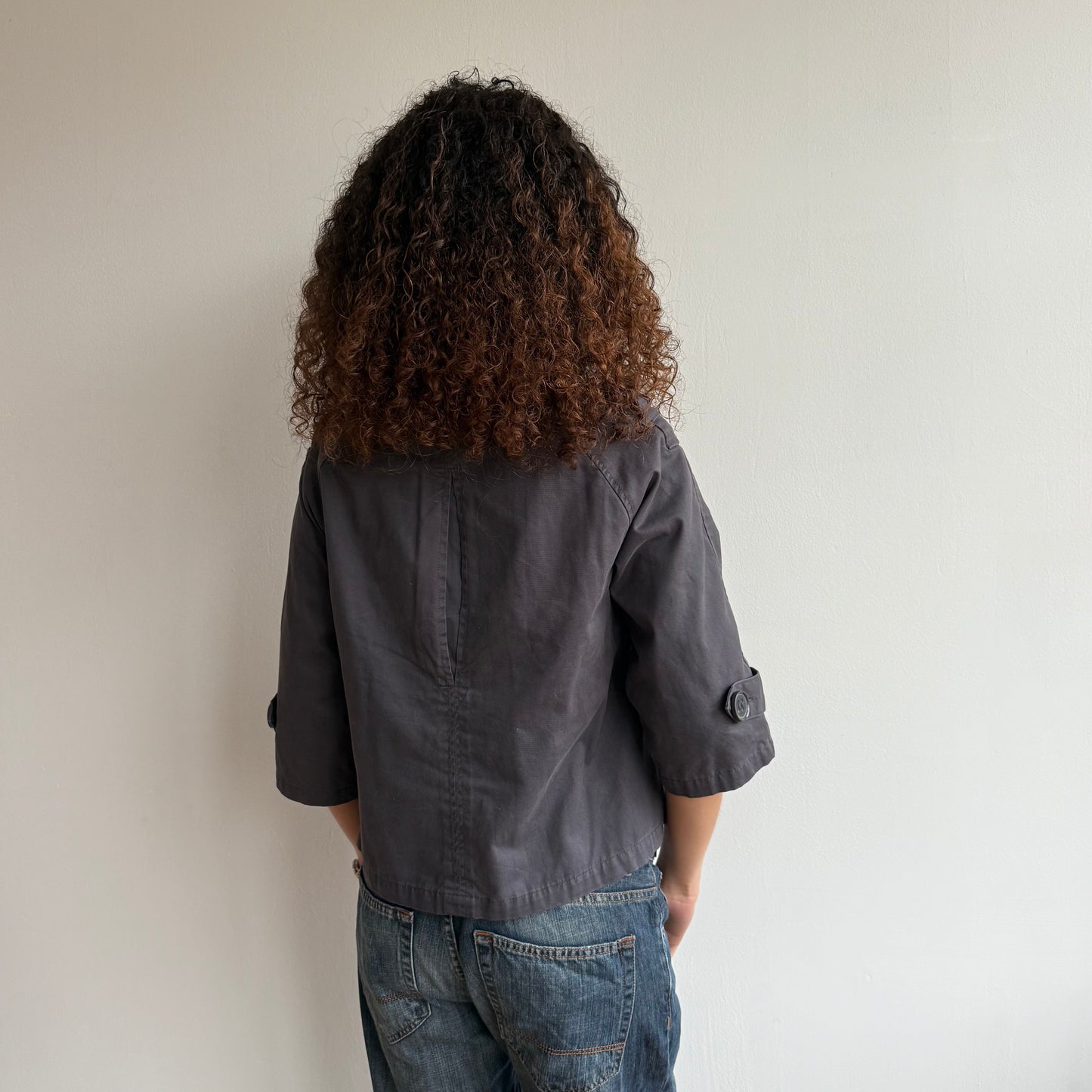 Charcoal grey 3/4 sleeve peacoat - Size M