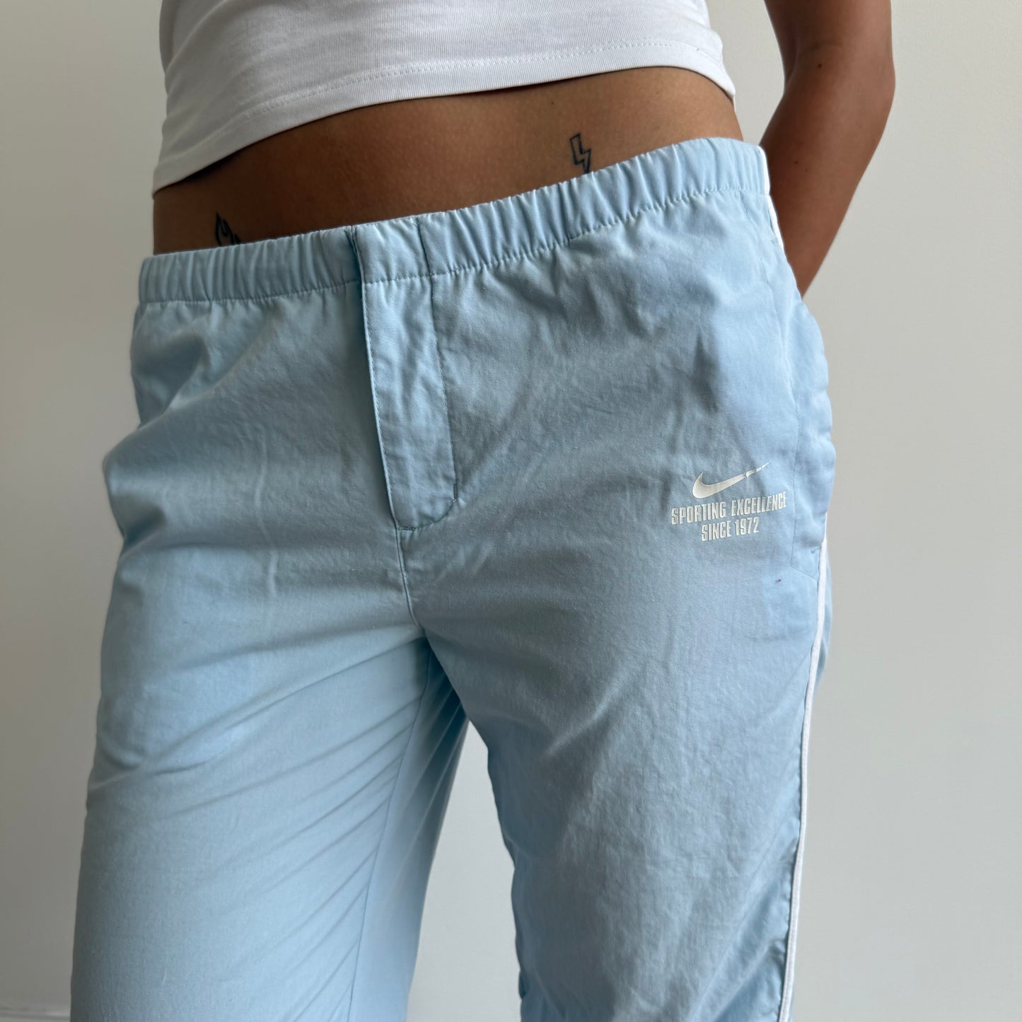 Blue Nike side stripe capris - Size S