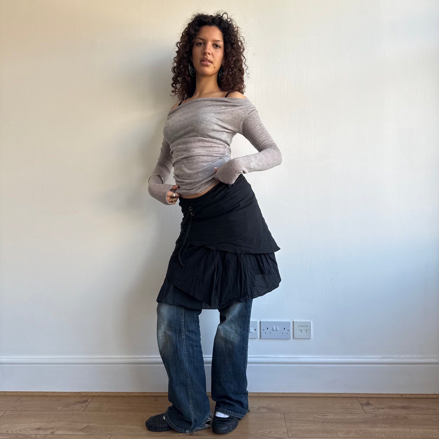 Black d-ring skirt - Size S
