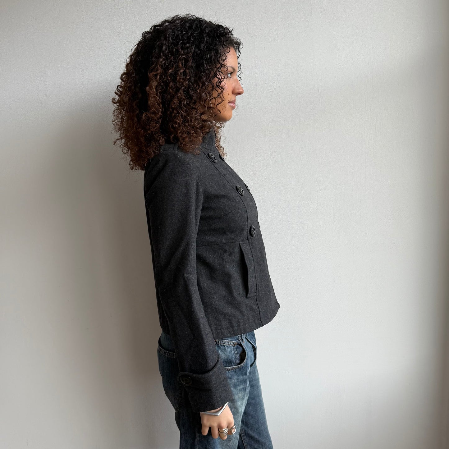 Charcoal grey peacoat - Size M