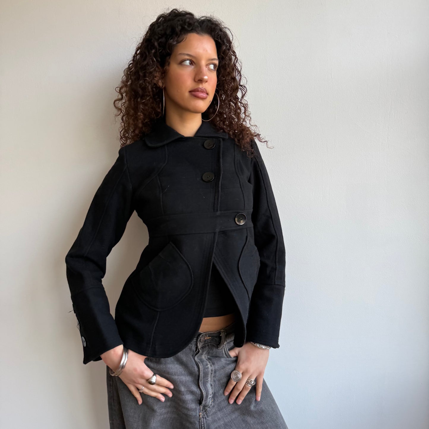 Black asymmetric coat - Size S