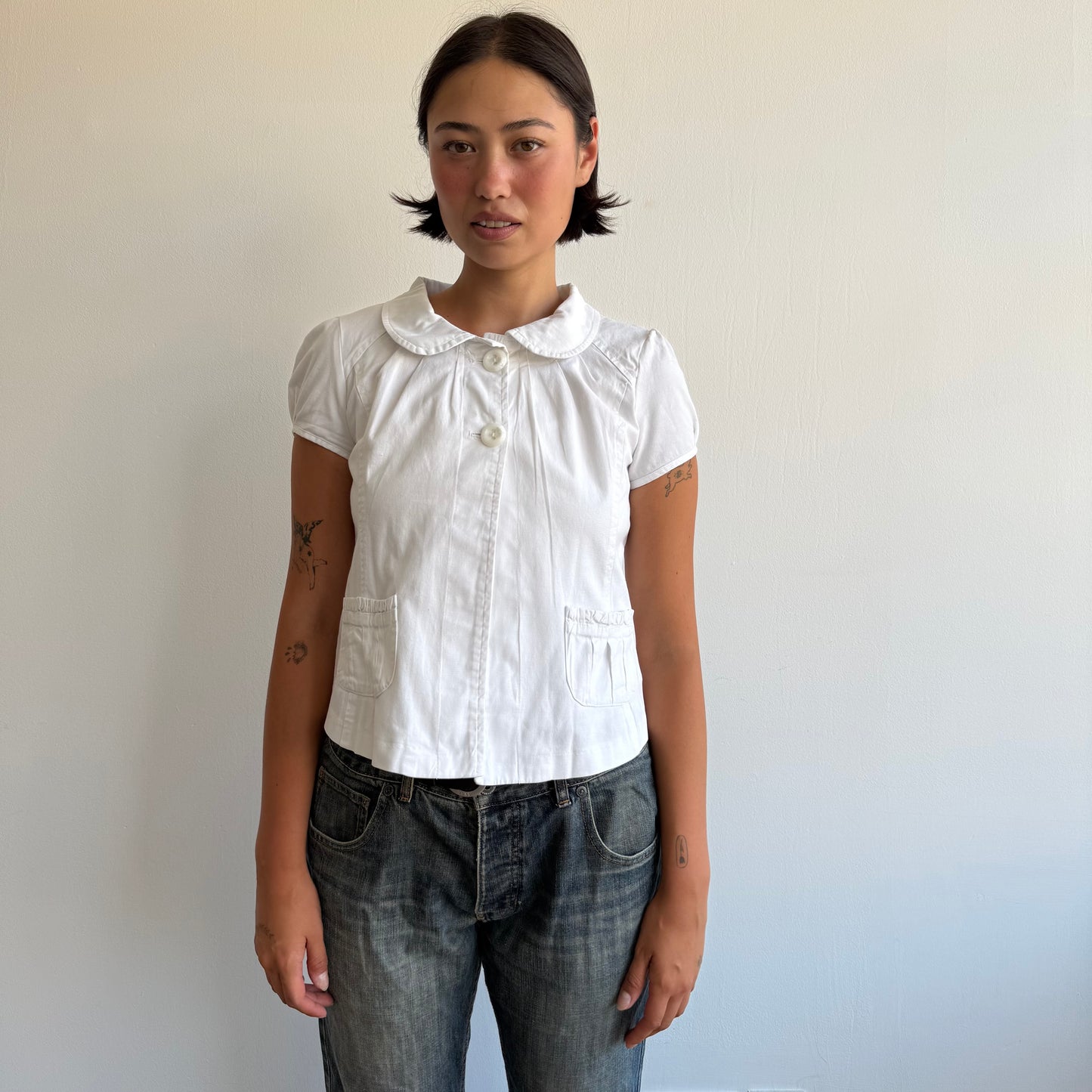 White short sleeve peacoat - Size M