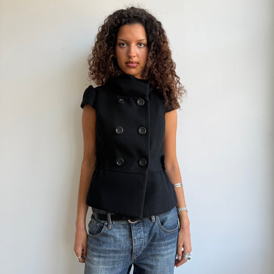 Black short sleeve peacoat - Size M
