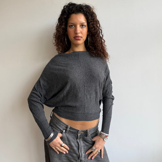 Grey slouchy batwing knit - Size XS