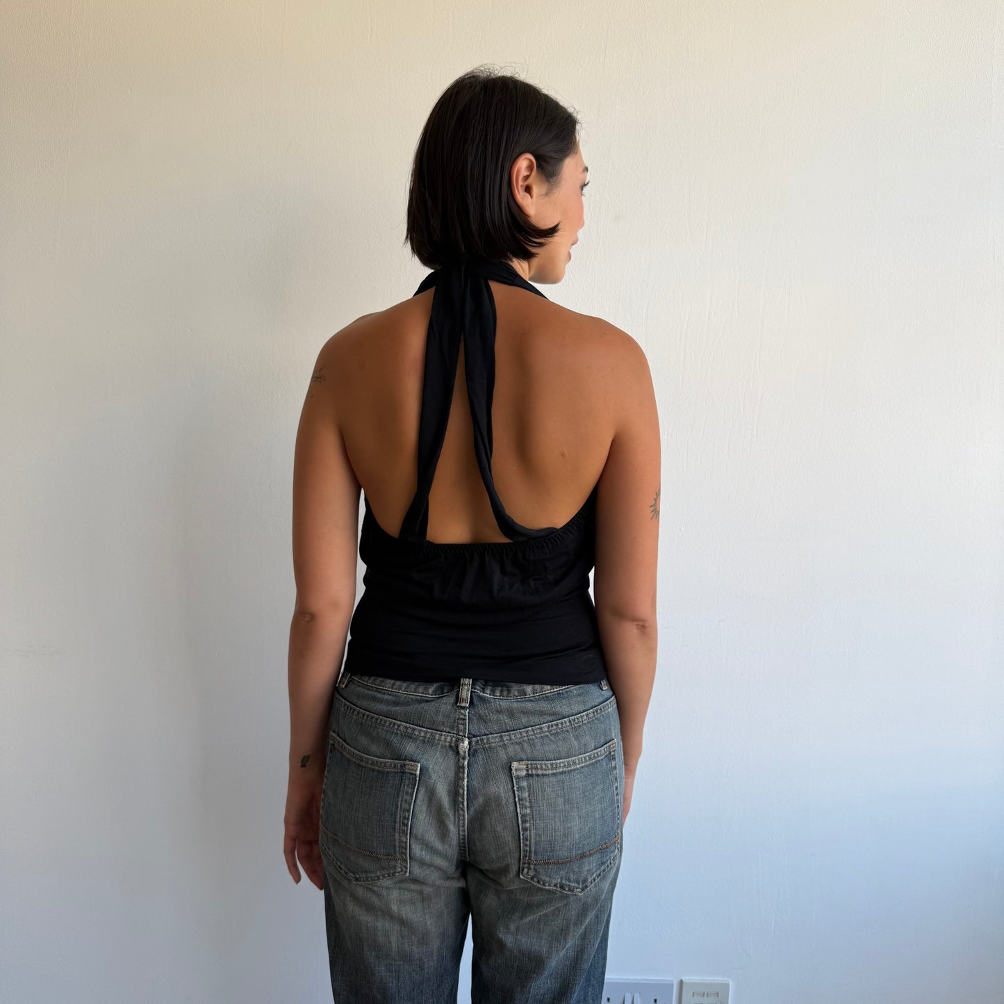 Black wrap keyhole halter top - Size S