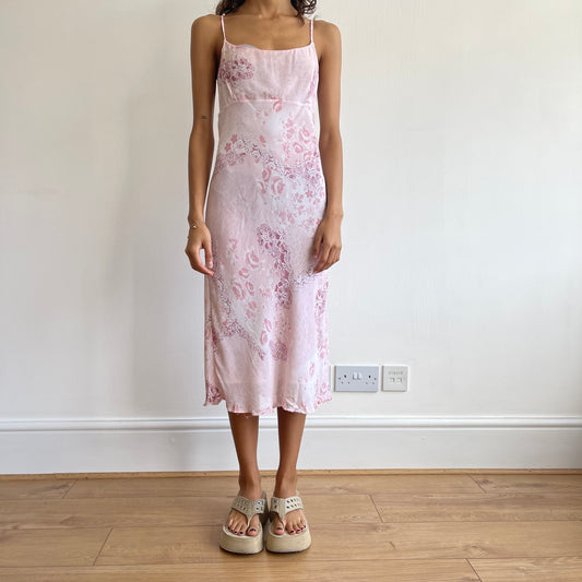 Pink floral midi dress - Size S