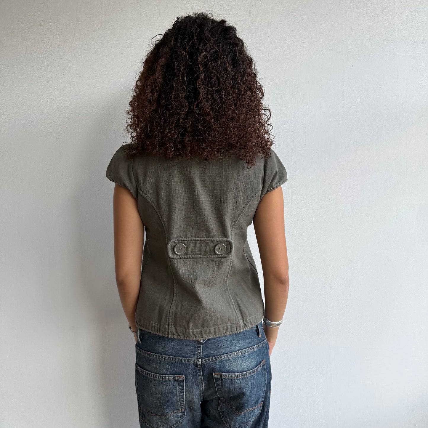 Khaki short sleeve peacoat - Size S