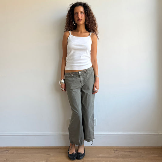 Khaki toggle capris - Size M