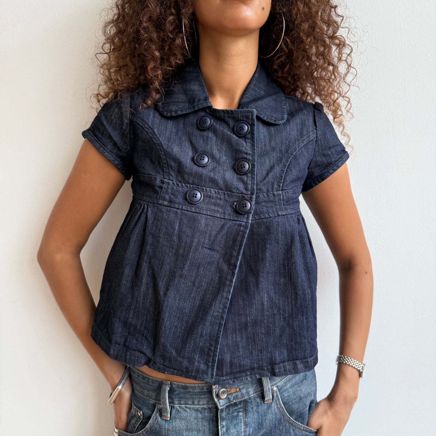 Denim short sleeve peacoat - Size S