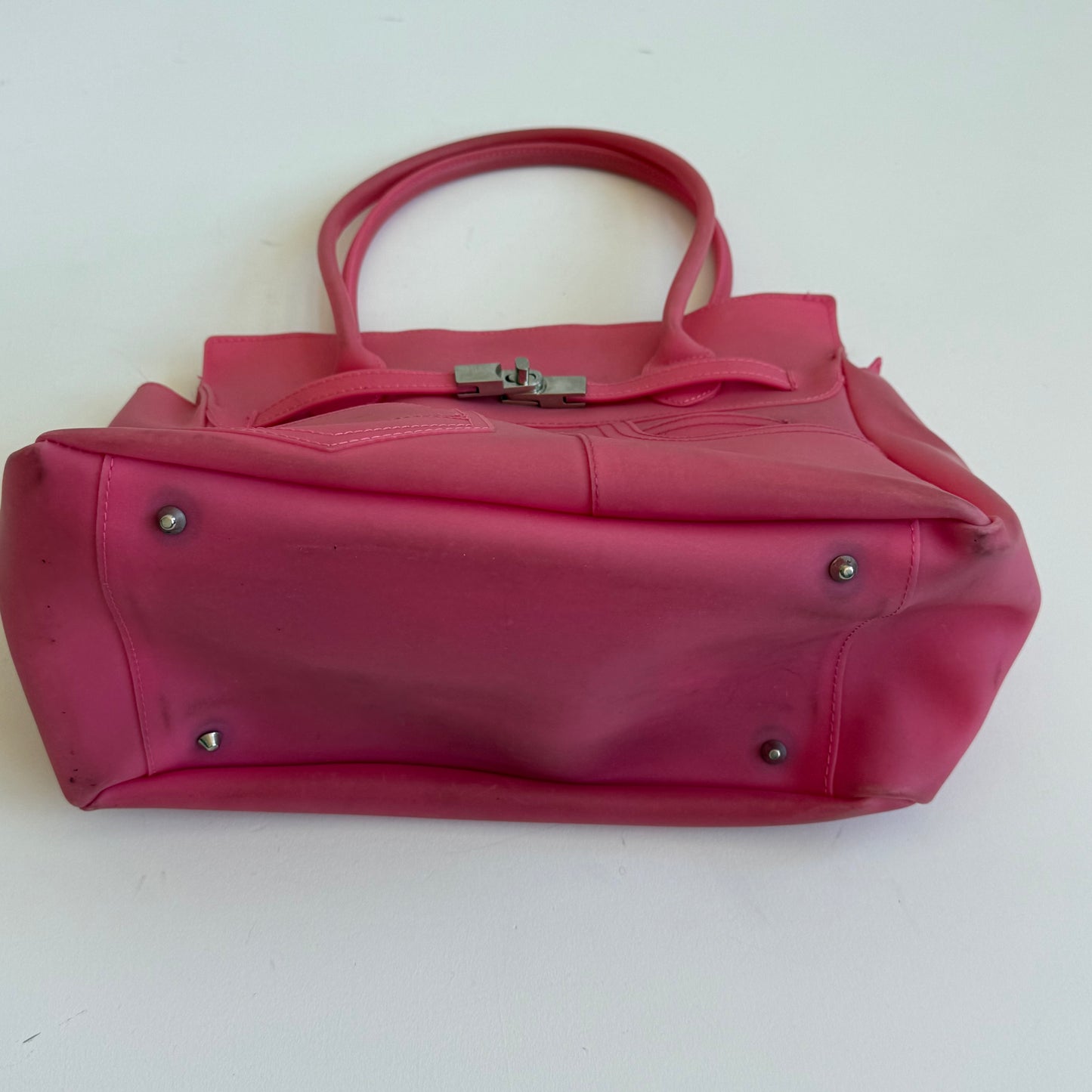 Hot pink jelly ‘firkin’ bag - One Size