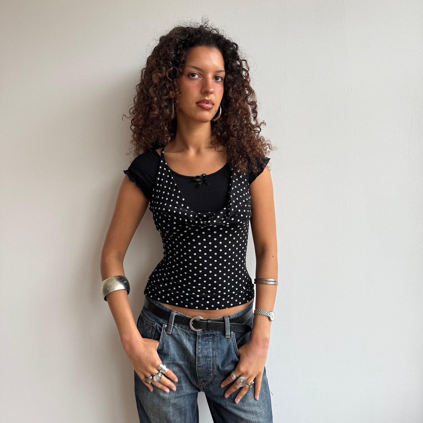 Polka dot cowl neck top - Size S