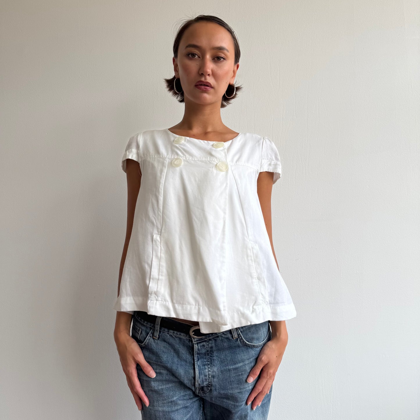 White short sleeve peacoat - Size M-L