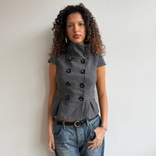 Grey short sleeve peacoat - Size S