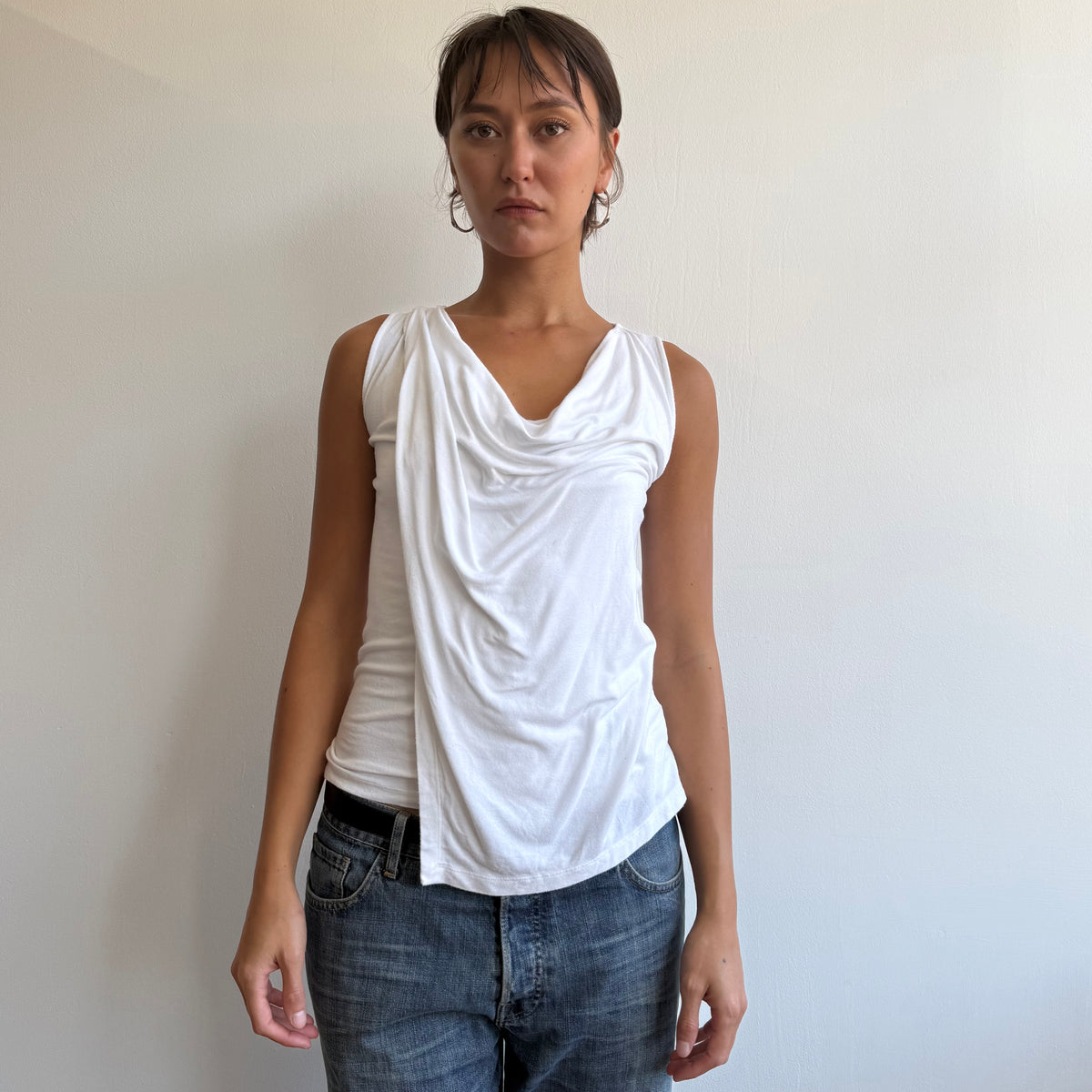 Ralph Lauren white drape top - Size S