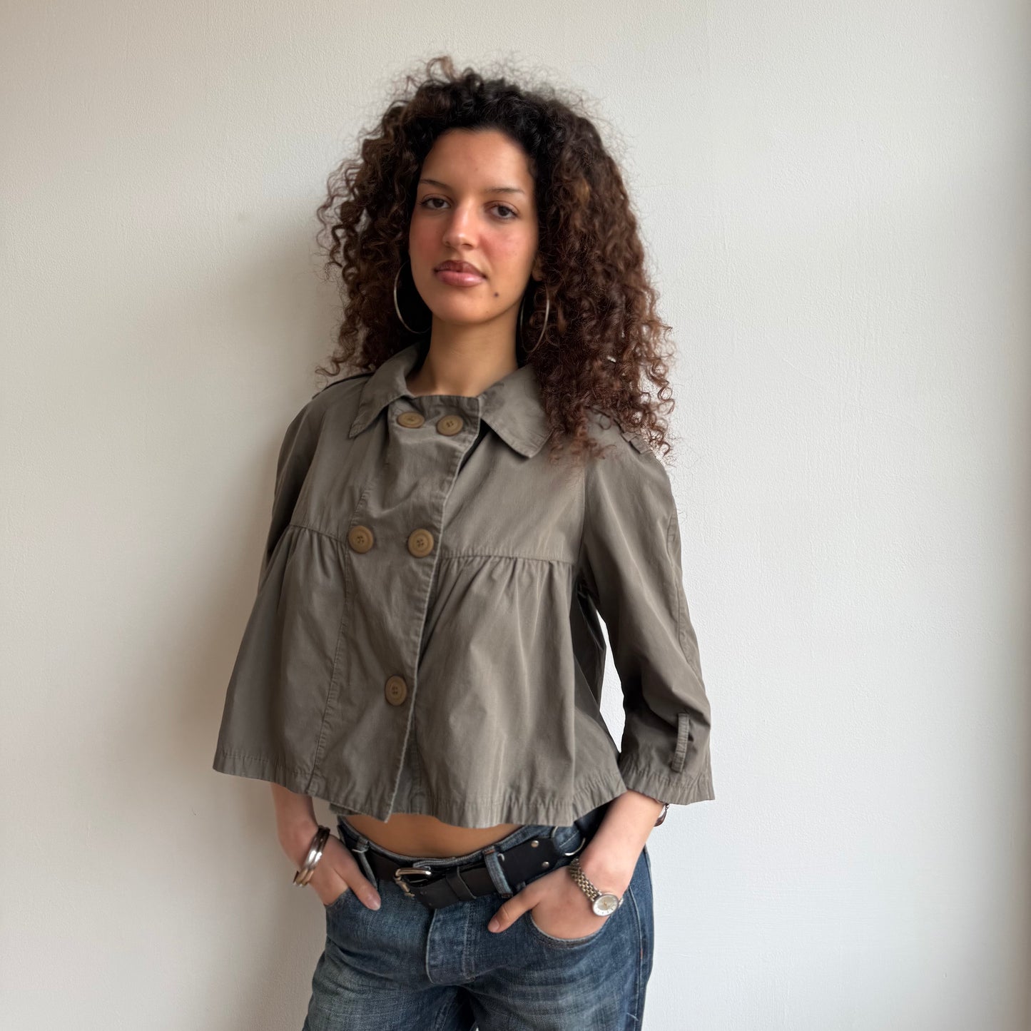 Khaki swing peacoat - Size M