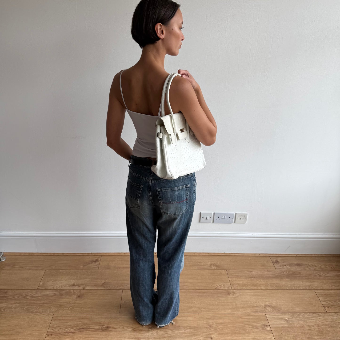 White mini leather ‘firkin’ bag - One Size