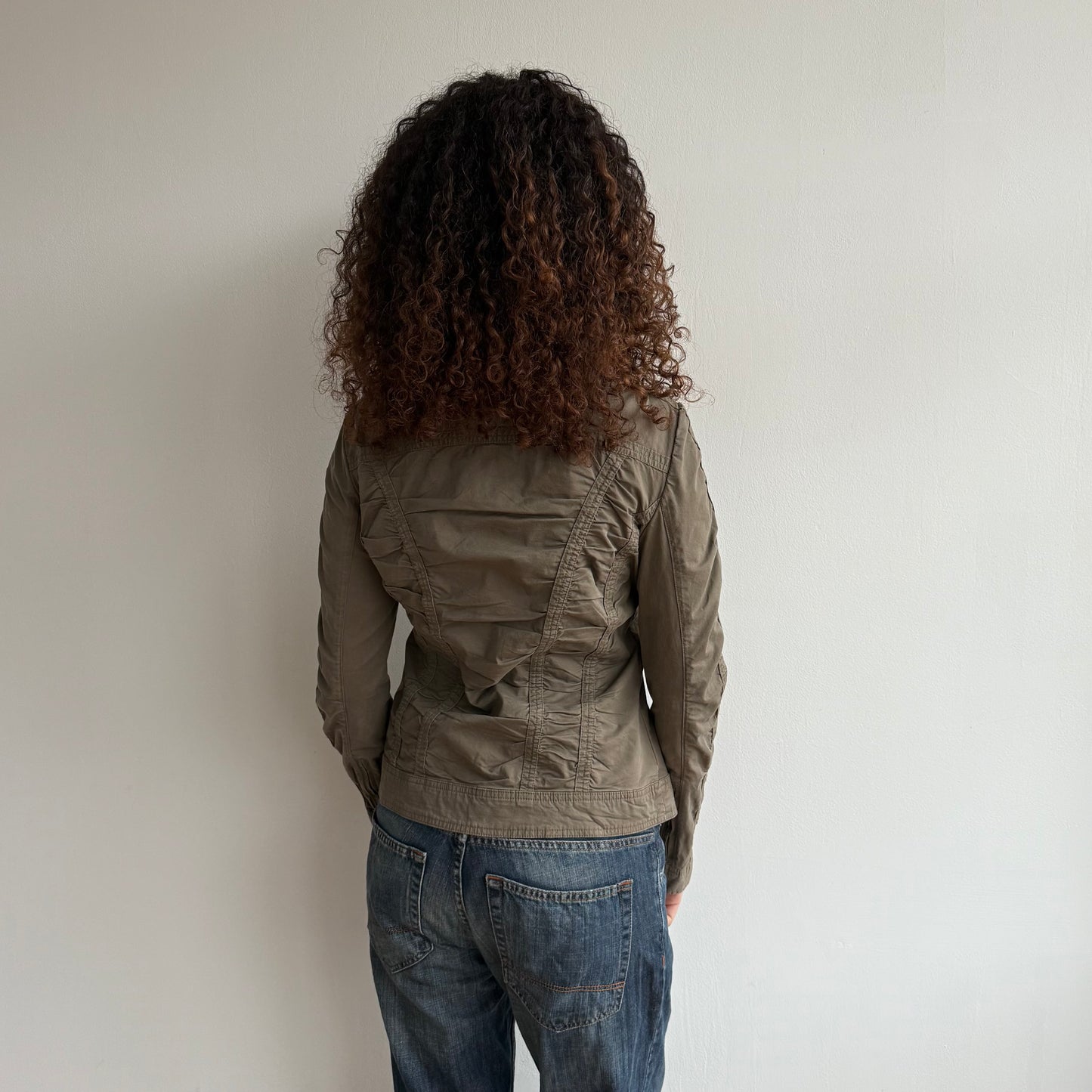 Khaki ruched cargo jacket - Size M