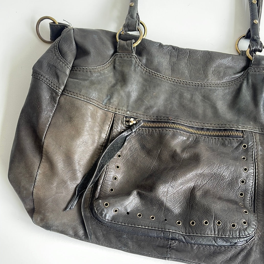 Large leather boho bag - OS