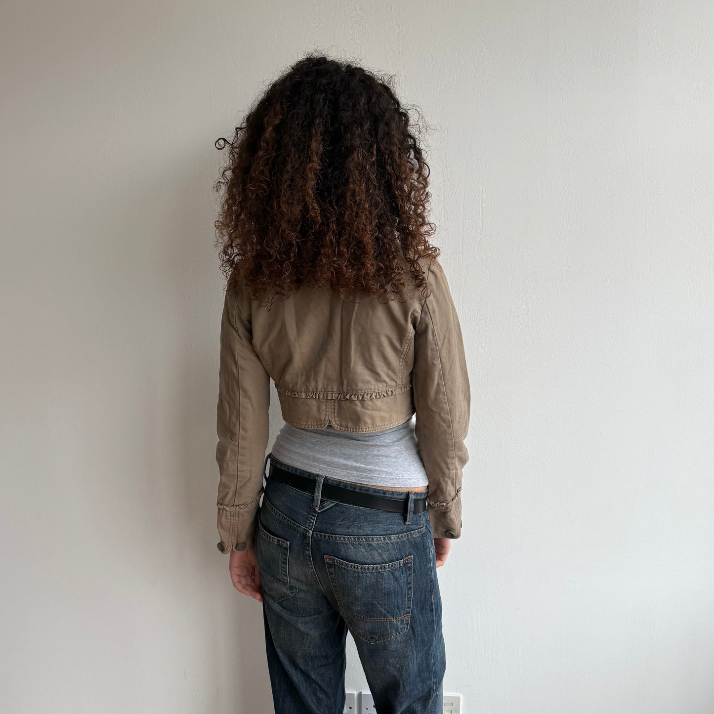 Beige cropped military jacket - Size S
