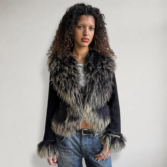 Black knit afghan jacket - Size M