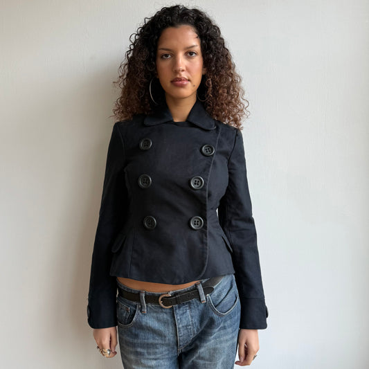 Black double breasted peacoat - Size S/M