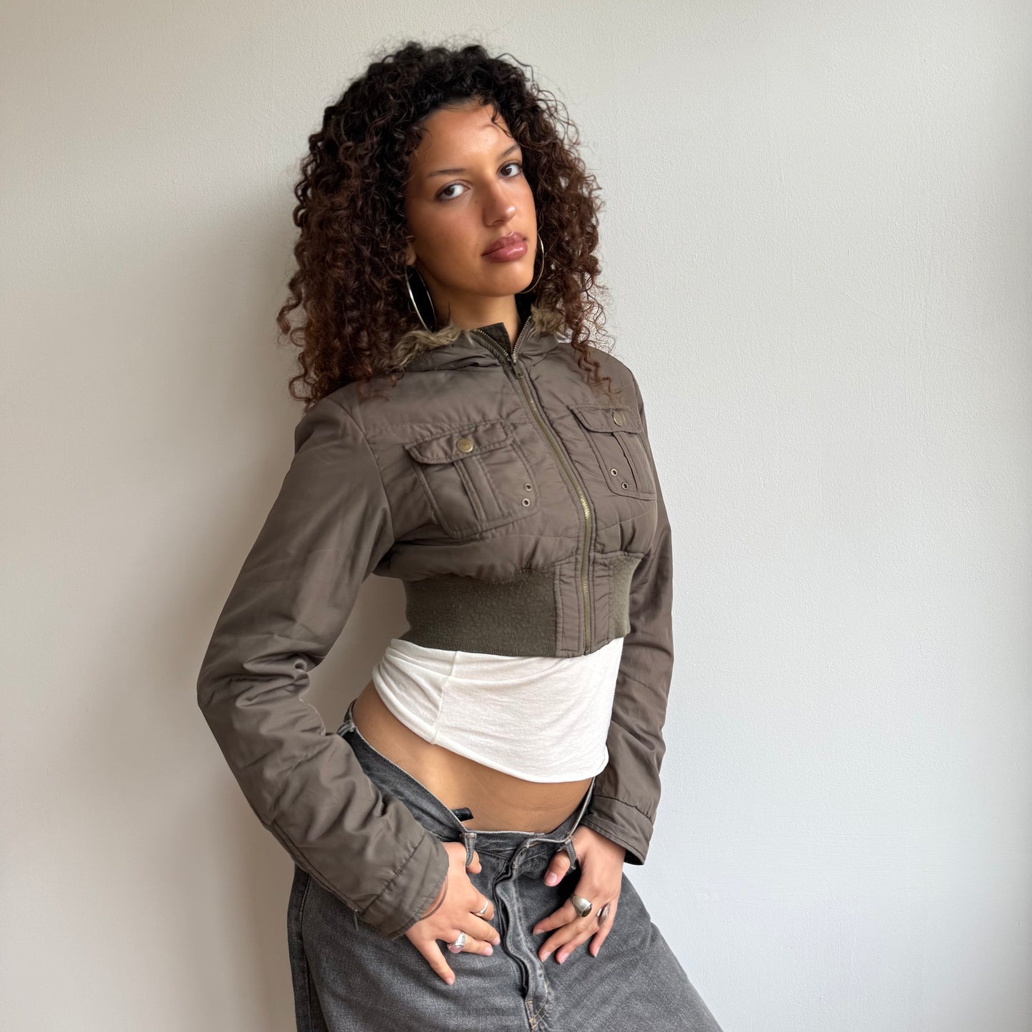 Cropped khaki puffer - Size S