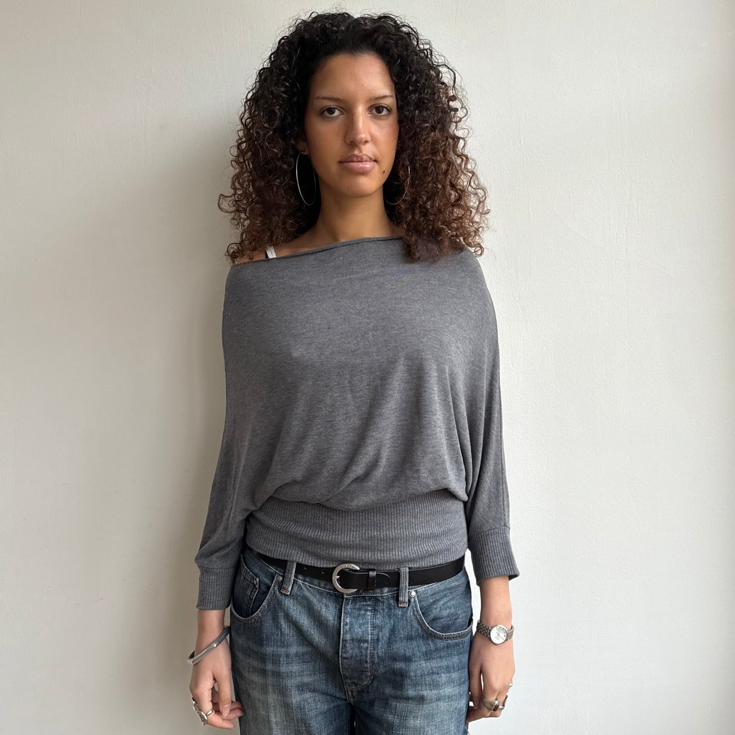 Charcoal grey slouchy knit - Size S/M