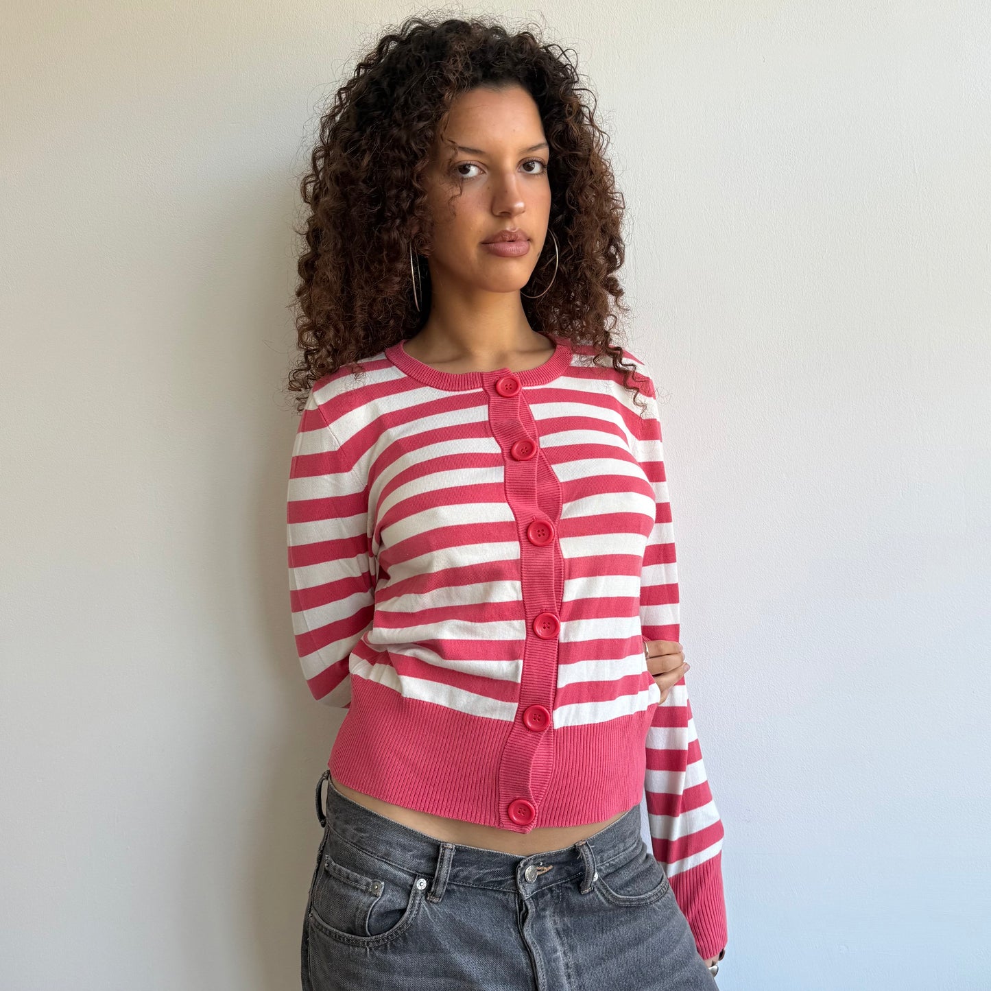 Pink striped cardigan - Size M