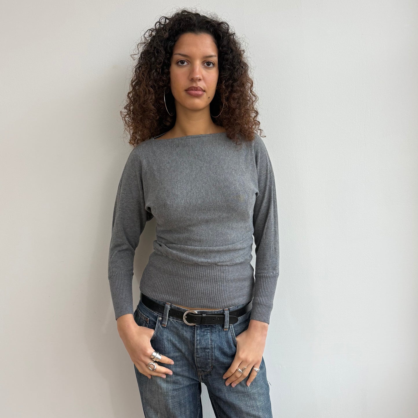 Charcoal grey batwing knit - Size XS/S