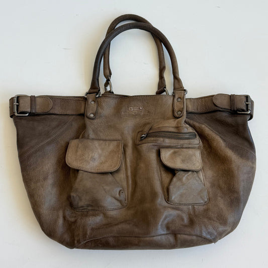 Brown leather buckle bag - One Size