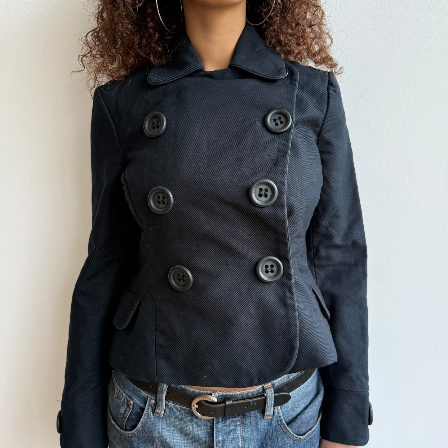 Black double breasted peacoat - Size S/M