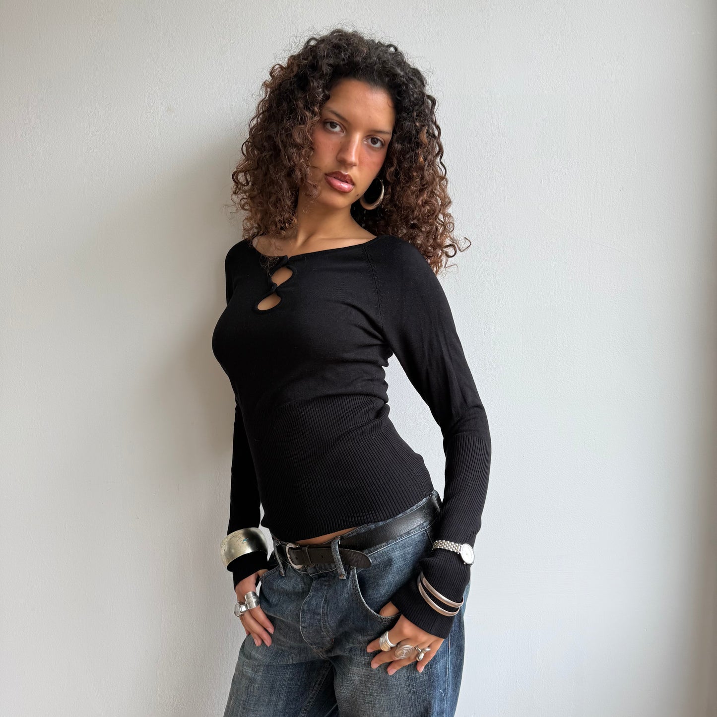 Black keyhole knit - Size S