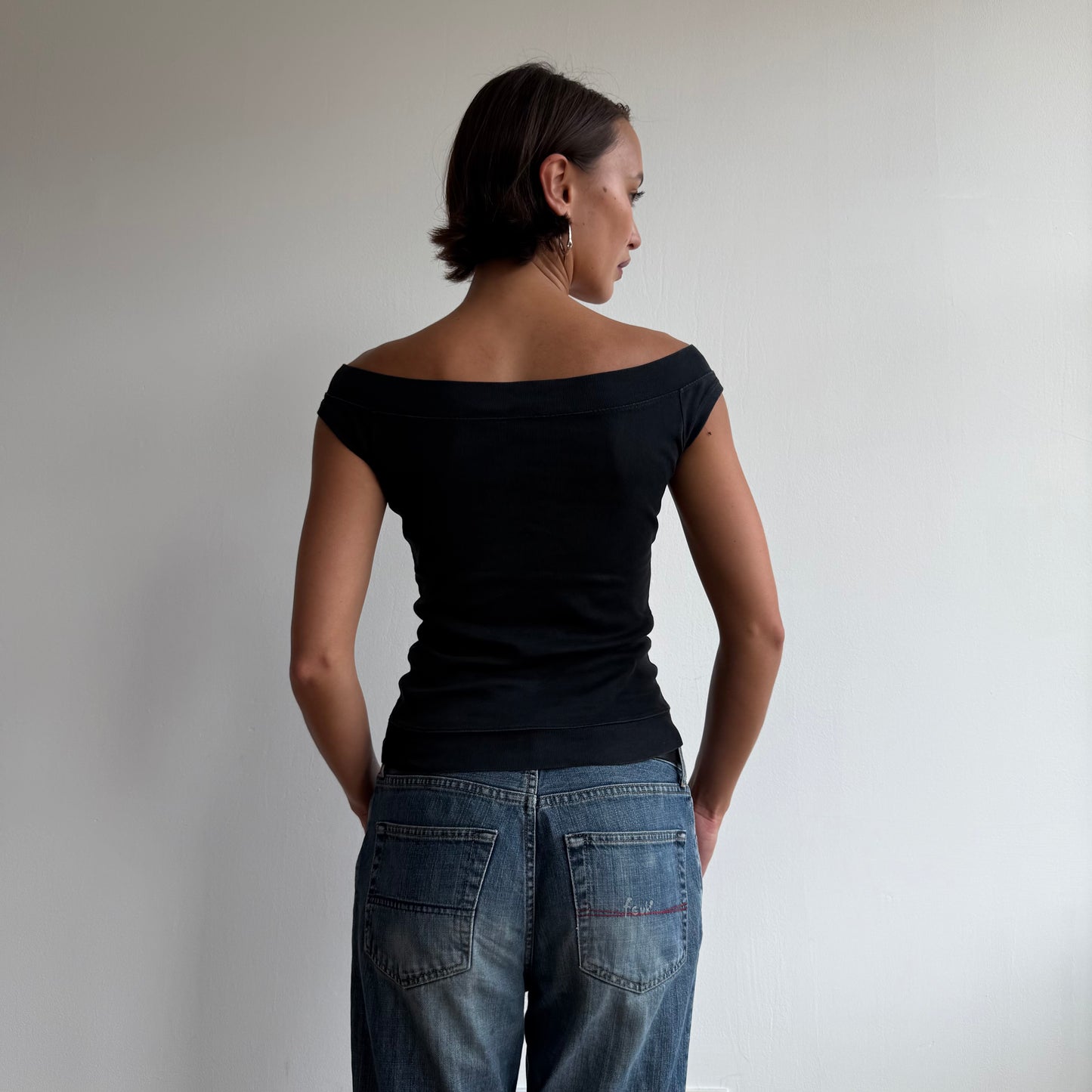 Black bardot baby tee - Size S/M