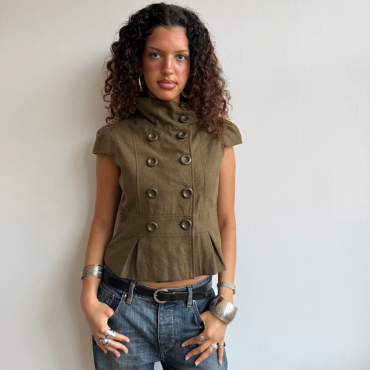Khaki short sleeve peacoat - Size M/L