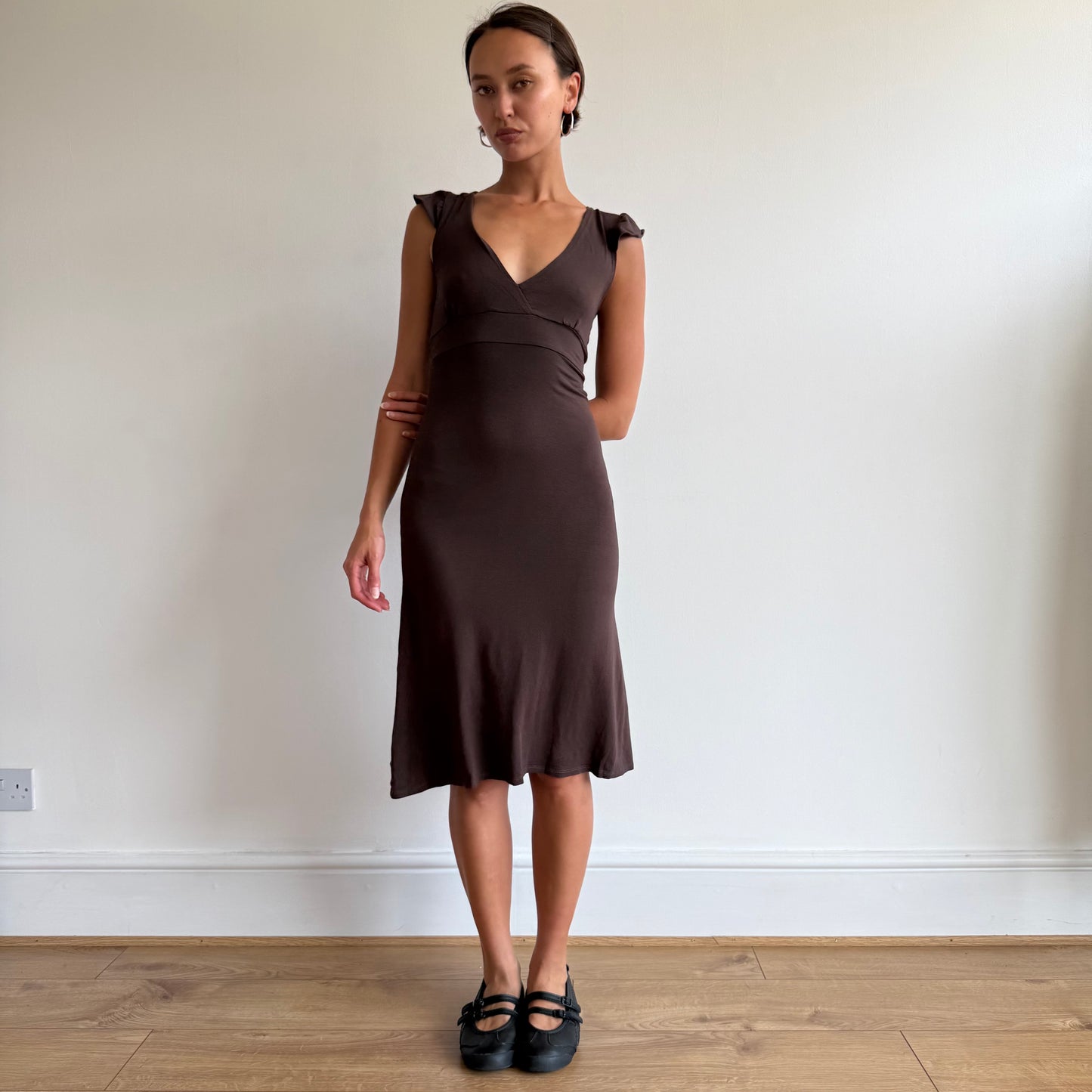 Brown keyhole midi dress - Size S