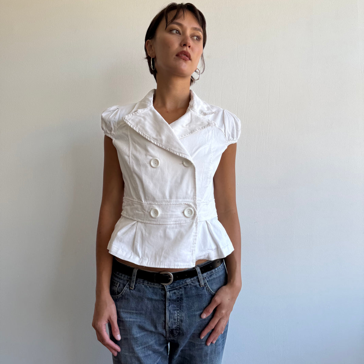 White double breasted peacoat - Size M