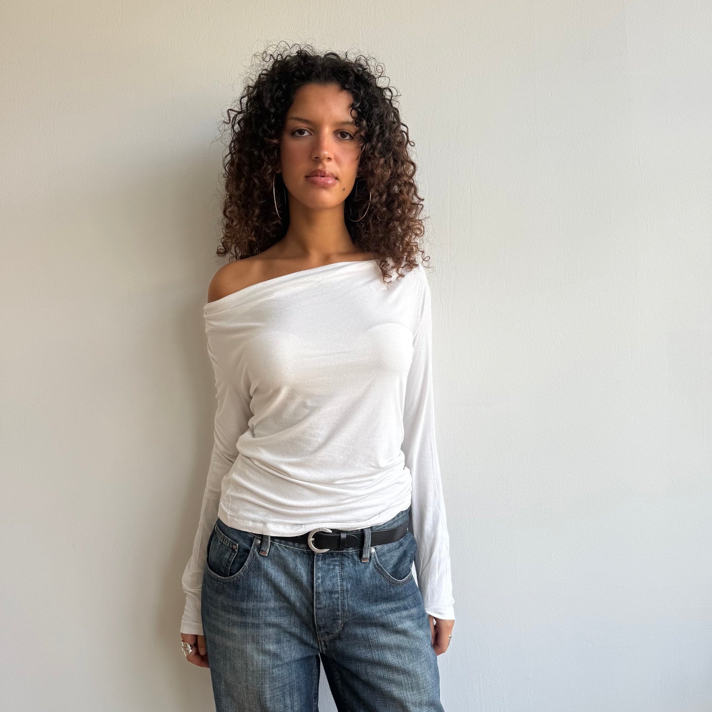 White slouchy cowl top - Size M